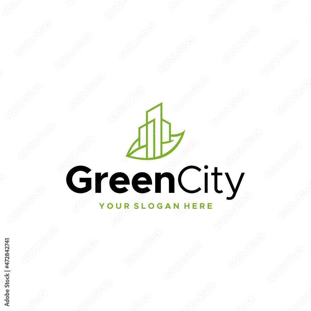 flat GreenCity real estate building Logo design