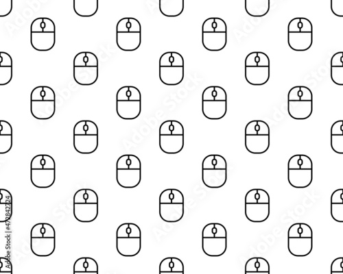 Computer mouse icon in black style isolated on white background. Personal computer pattern stock vector illustration.