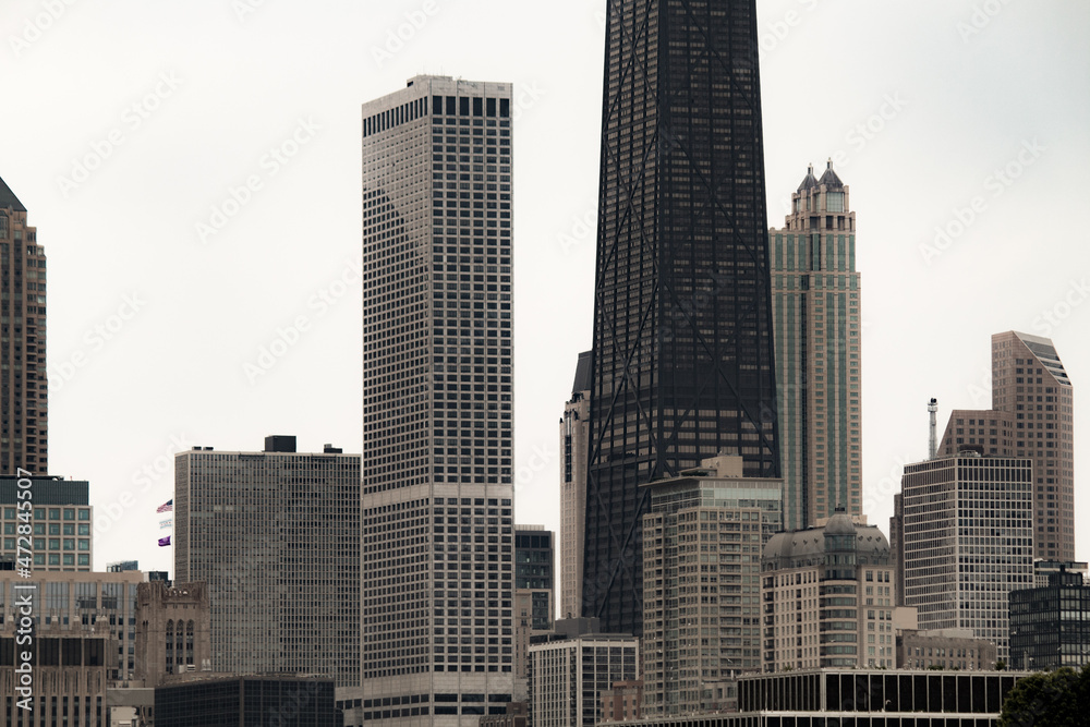 Street photo of Chicago with clear skies and buildings