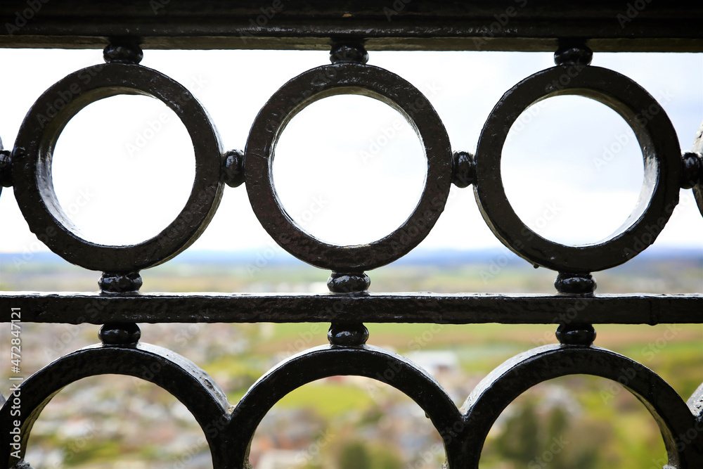 Obraz premium close up view of circular shaped iron railings