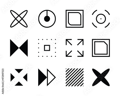 set of abstract icons in various shapes for website and mobile app interface. common used element for ui ex design and any other use.