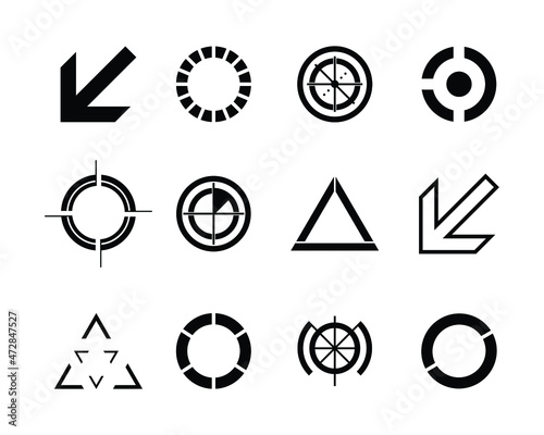 set of abstract icons in various shapes for website and mobile app interface. common used element for ui ex design and any other use.