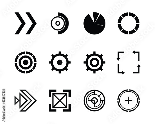 set of abstract icons in various shapes for website and mobile app interface. common used element for ui ex design and any other use.