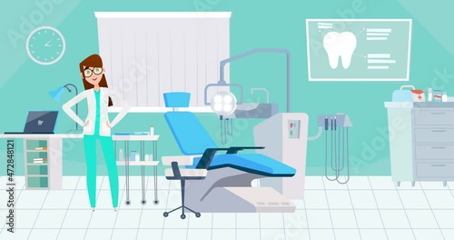 Dental Office Animation with Woman Dentist