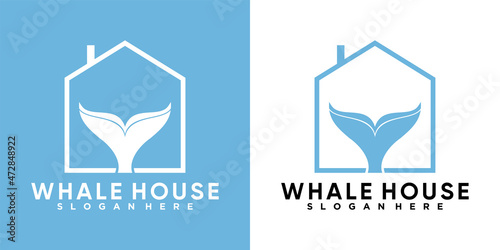 whale house logo design with creativ concept