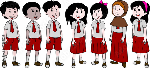 vector image of school boy and girl.