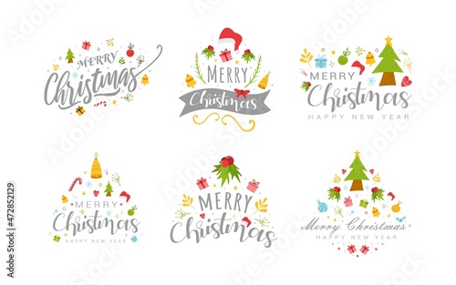 Merry Christmas. Happy New Year  2022. Typography vector design for greeting cards  banner  gift  invitation  party  poster on a textural background celebration. 