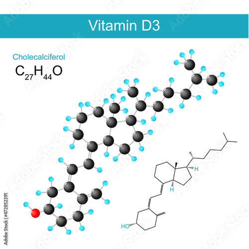 vitamin D3. Cholecalciferol molecular chemical structural formula