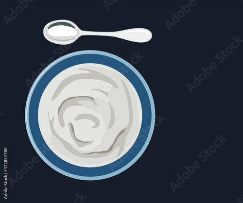 vector greek yogurt in a bowl with spoon