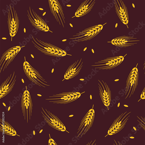 vector seamless wheat, barley or rye background pattern