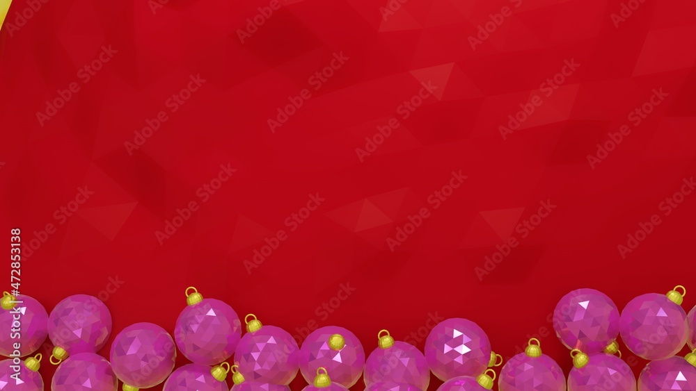 Fototapeta premium Christmas tree balls on low poly tablecloth