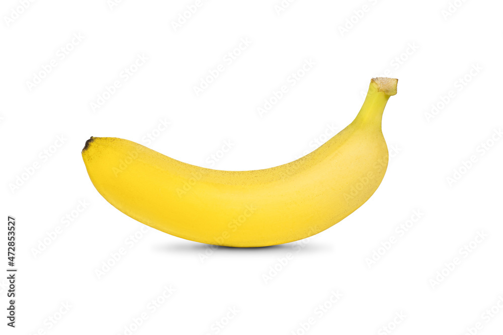 One banana on white background