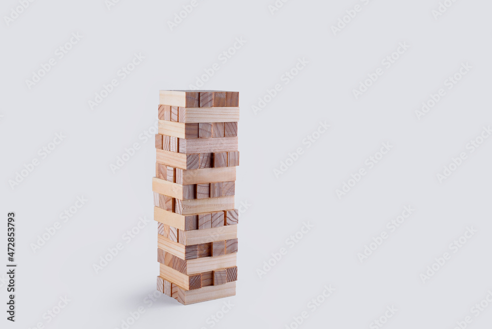 Blocks wooden bricks on a white background from the board game Blocks wooden bricks on a white background from the board game