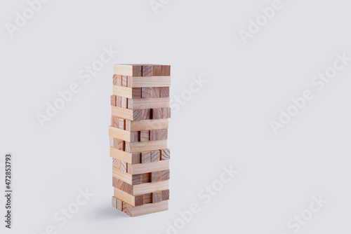 Blocks wooden bricks on a white background from the board game