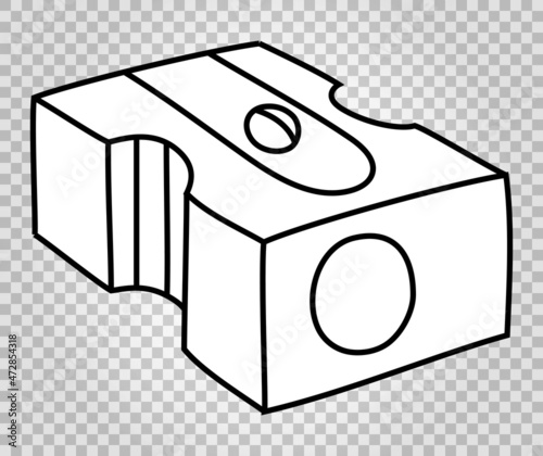 Pencil sharpener. Sharpener. Hand-drawn colorless vector illustration