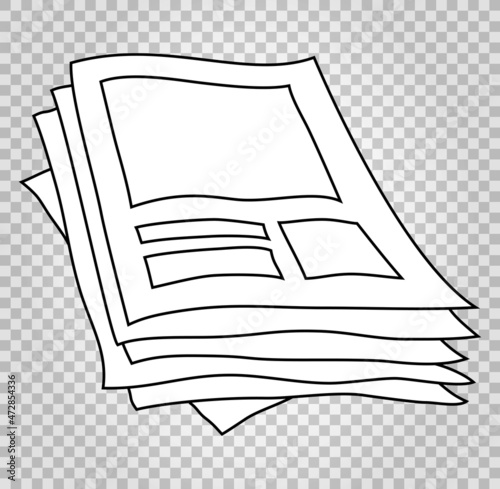 Paper documents. Hand-drawn colorless vector illustration