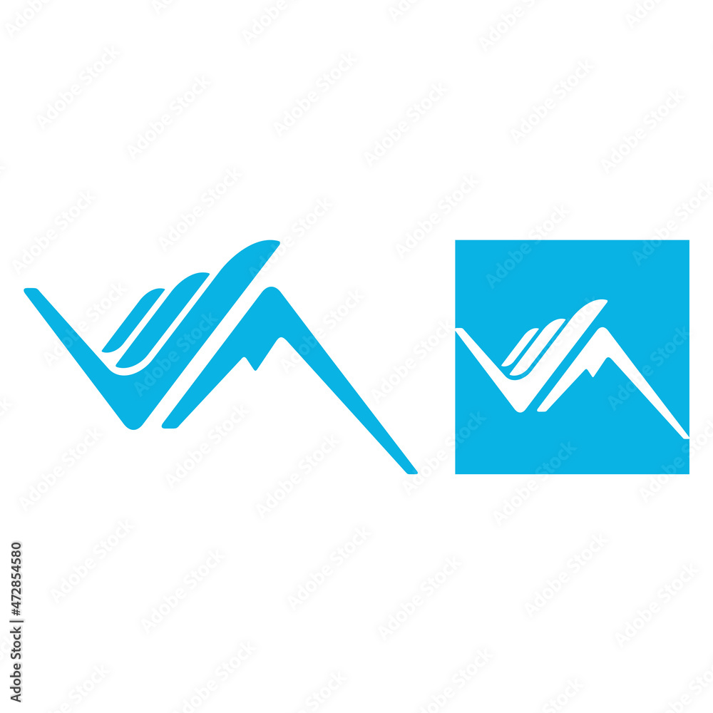 logo letter V A hill icon vector logo letter V A hill icon vector