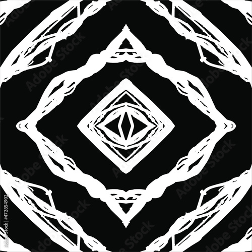 Black-White Abstract Motifs Pattern. Decoration for Interior, Exterior, Carpet, Textile, Garment, Cloth, Silk, Tile, Plastic, Paper, Wrapping, Wallpaper, Pillow, Sofa, Background, Ect