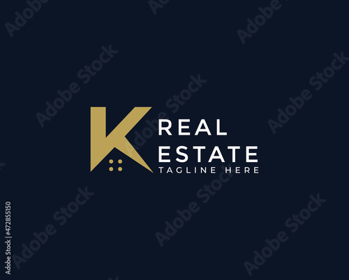 K Letter Real Estate Logo, Construction Architecture Building Logo Design for building, architecture, house, apartment, hotel, logo element.