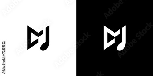 Simple and modern letter M initials Music logo design