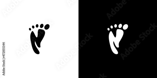Simple and modern letter N initials footprint logo design