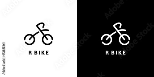 Simple and modern letter R initial bicycle logo design