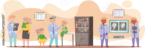 Otolaryngologist doctor with nose, ear and throat or ENT diagnostic and treatment instruments. Otology doctor with patient. Otorhinolaryngology healthcare medicine or otolaryngology diseases