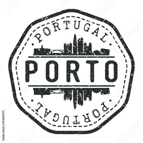 Porto, Portugal Stamp Skyline Postmark. Silhouette Postal Passport. City Round Vector Icon. Vintage Postage Design.