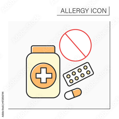 Allergy color icon. Abnormal reaction on drugs and some medicines.Healthcare concept. Isolated vector illustration photo