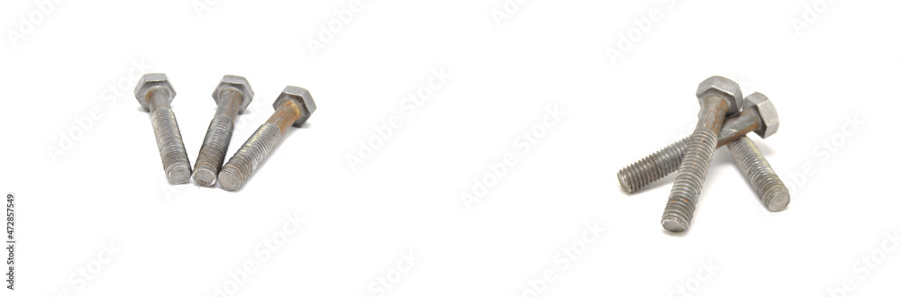 Rusty nuts on white background close-up. steel, thread, fasteners, industry, engineering, mechanical engineering, carving, invention Rusty nuts on white background close-up. steel, thread, fasteners, industry, engineering, mechanical engineering, carving, invention