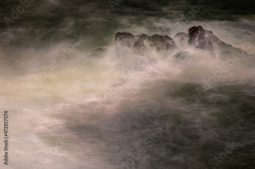 Long exposure of wave action along coastline, Shore Acres State Park, Cape Arago Highway, Coos Bay, Oregon