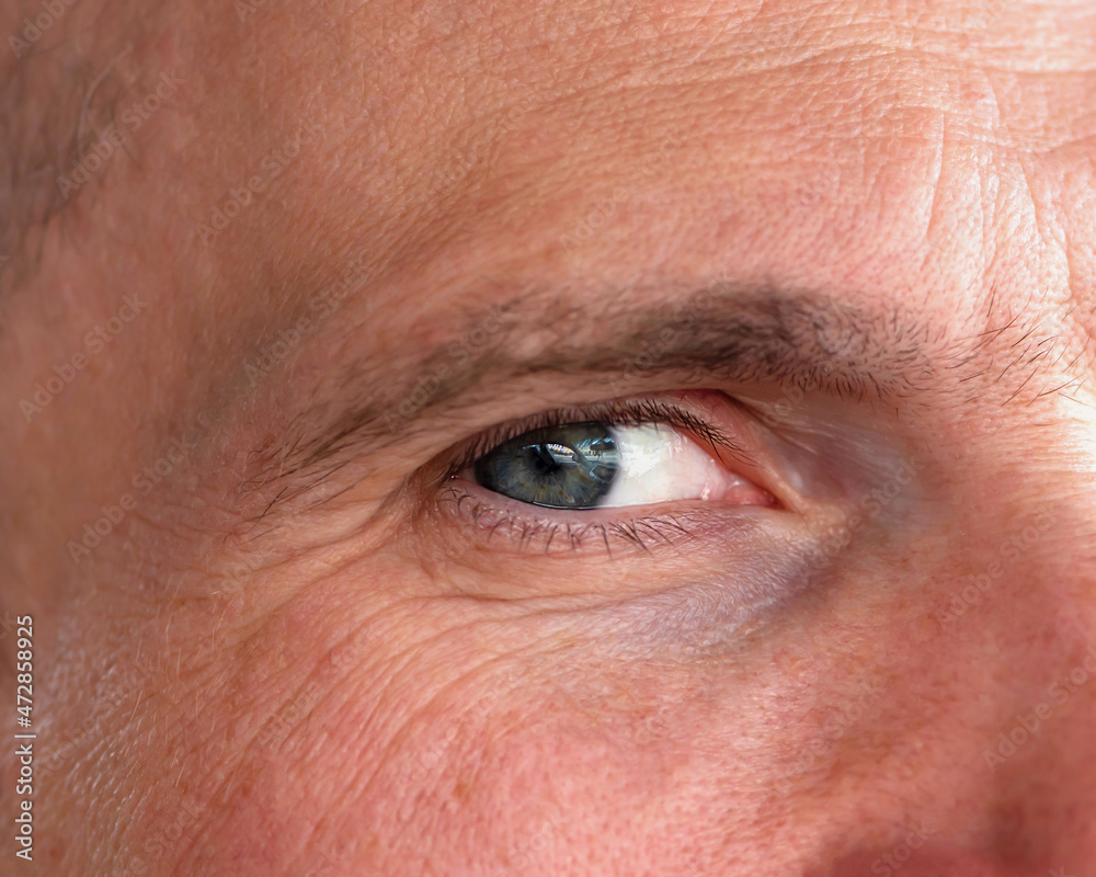 Fototapeta premium Close-up of a man's face. Adult man's eye.