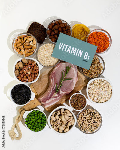 фотографія A set of natural products rich in vitamin B1 Thiamine