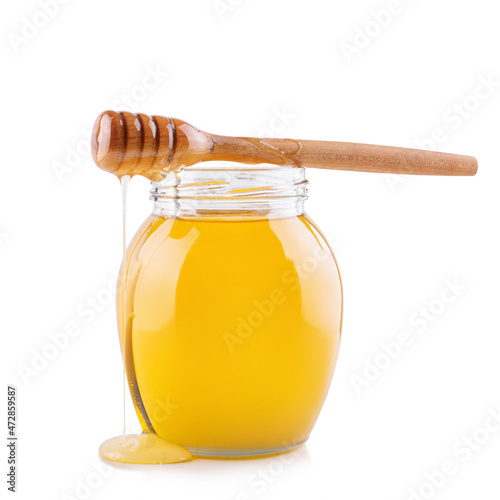 honey with a wooden spoon