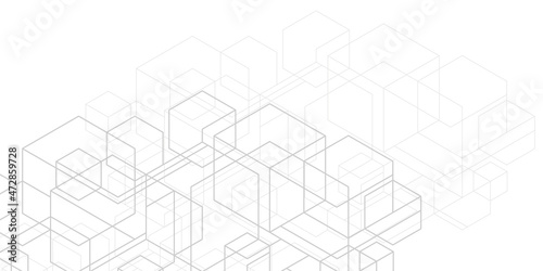 Technological white background .Isometric squares.Geometric lines.Abstract tech.Vector illustration.