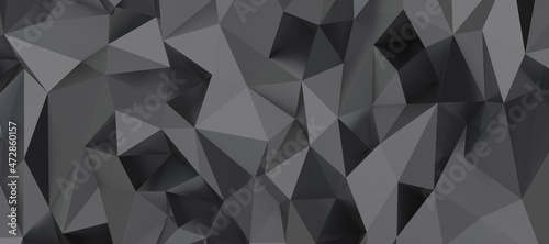 Close up detail of abstract modern metallic triangular wall pattern. Silver triangle geometric art wallpaper.
