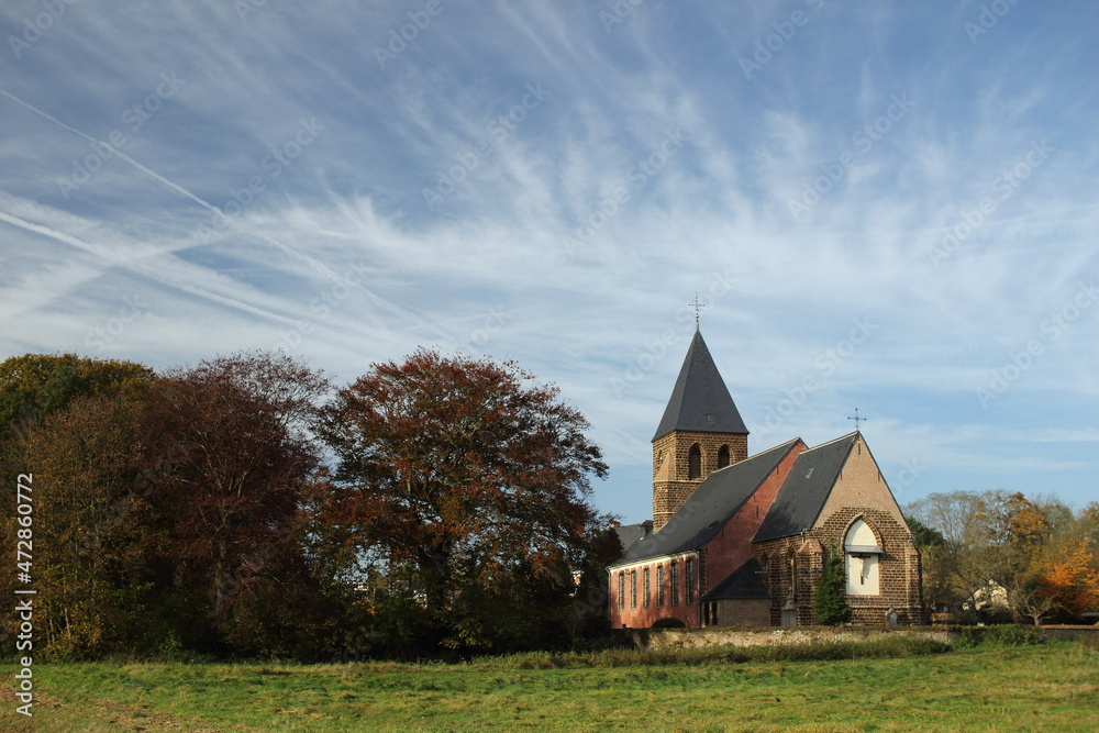 St-Peters church, a small thirteenth-century church, on the bank of the River Demer. In Langdorp near Aarschot. In the Flemish Hageland. Belgium St-Peters church, a small thirteenth-century church, on the bank of the River Demer. In Langdorp near Aarschot. In the Flemish Hageland. Belgium