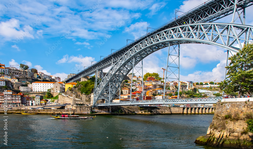 Luis I bridge on the Douro River  in Porto, Portugal.
Panorama of the city of Porto 
