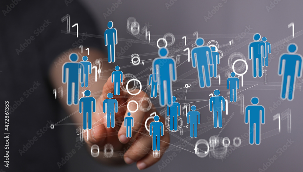 Business people silhouettes network team Business people silhouettes network team