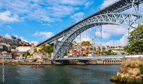 Luis I bridge on the Douro River in Porto, Portugal. Panorama of the city of Porto 