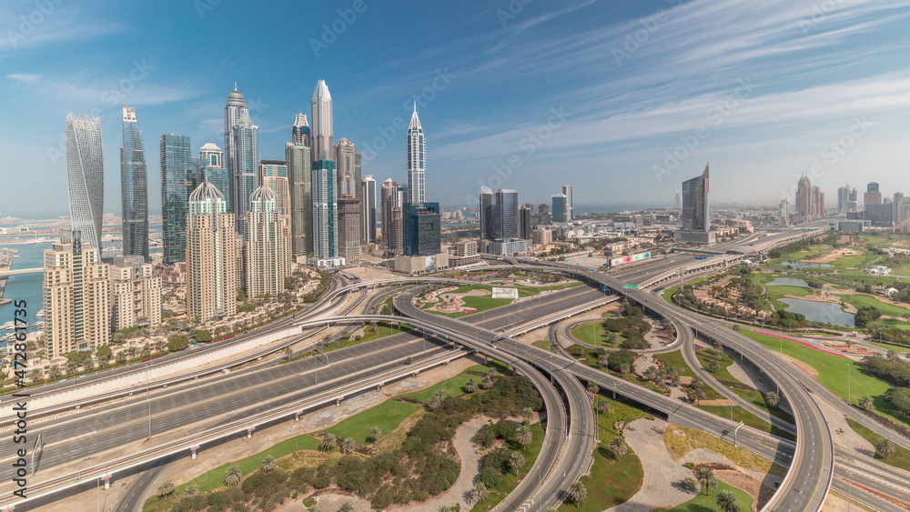 Dubai Marina highway intersection spaghetti junction all day timelapse