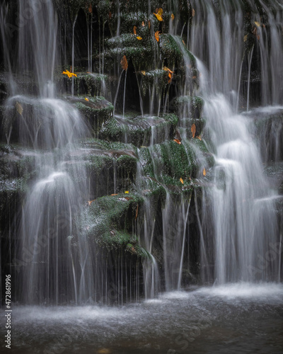 USA  Pennsylvania  Ricketts Glen State Park. Waterfall cascade over rocks.