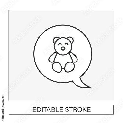  Reflections line icon. Thoughts about the present. Fantasize about cute teddy bear for gift. Dreams concept. Isolated vector illustration. Editable stroke