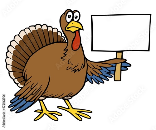 turkey holding a blank sign