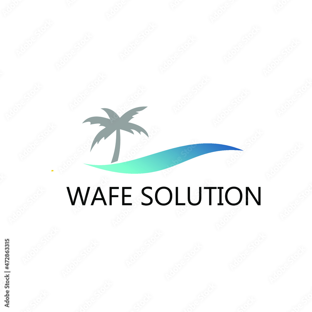 wave tree tropical island logo