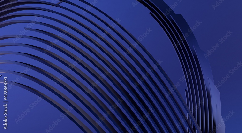 Fototapeta premium blue Abstract Panoramic Background. Minimal Striped Wallpaper