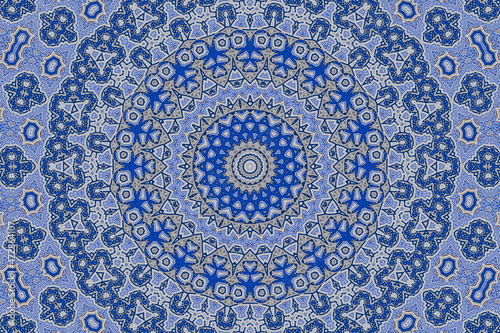 Blue and White Abstract kaleidoscope background. kaleidoscope texture design. multicolor kaleidoscope. Islamic pattern. Mandala pattern. Batik Pattern