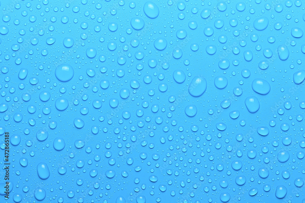 water drops on light blue