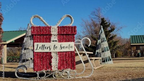 Christmas decoration in Mitch Park at Edmond, Oklahoma photo