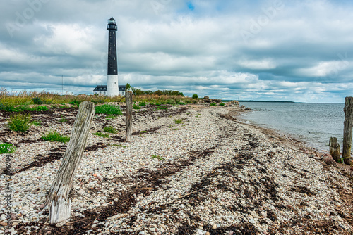 Sightseeing in Saaremaa island. Sõrve (Sörve) lighthouse is a popular landmark and scenic location on the Baltic sea coast, Estonia